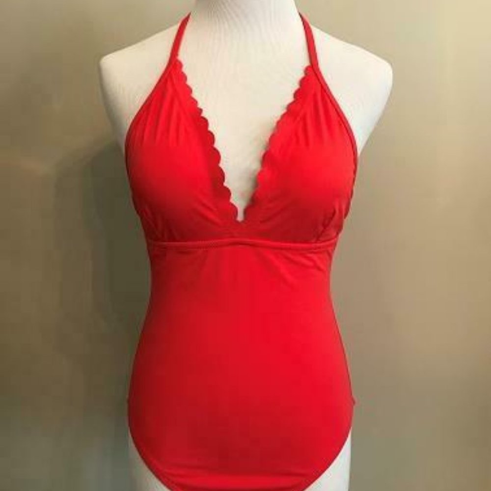 J.Crew $118 Scalloped V-Neck One-Piece F0762 - Picture 3 of 8
